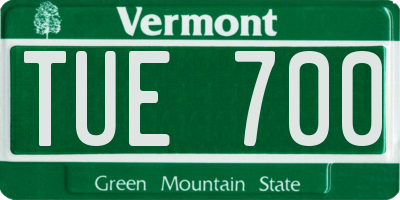 VT license plate TUE700