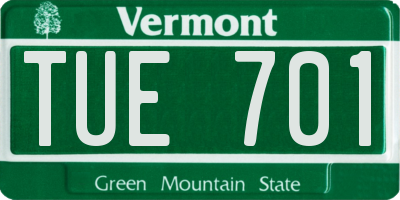 VT license plate TUE701