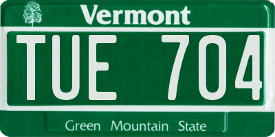 VT license plate TUE704