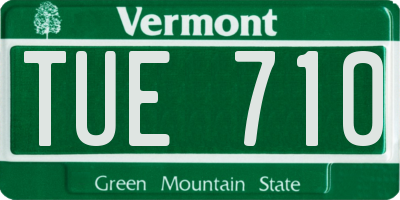 VT license plate TUE710