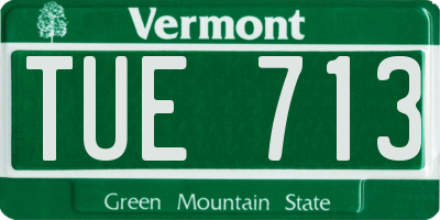 VT license plate TUE713