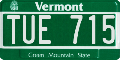 VT license plate TUE715