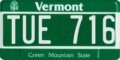VT license plate TUE716
