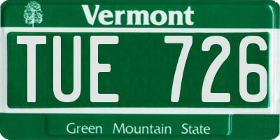 VT license plate TUE726