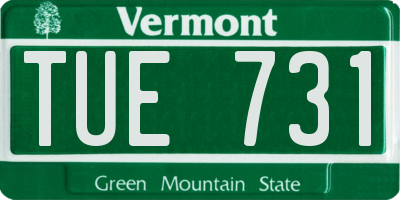 VT license plate TUE731