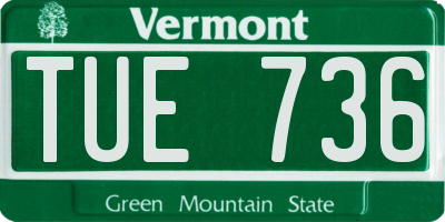 VT license plate TUE736