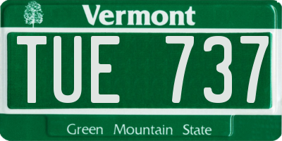 VT license plate TUE737