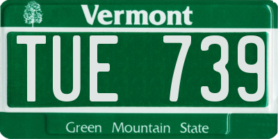 VT license plate TUE739