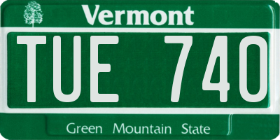 VT license plate TUE740