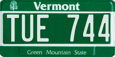 VT license plate TUE744