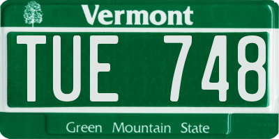 VT license plate TUE748