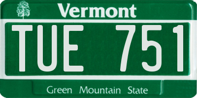 VT license plate TUE751