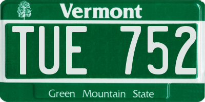 VT license plate TUE752
