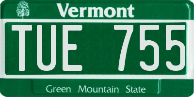 VT license plate TUE755