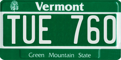 VT license plate TUE760