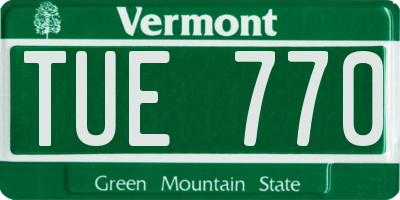 VT license plate TUE770