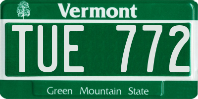 VT license plate TUE772
