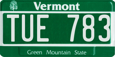 VT license plate TUE783