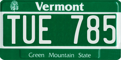 VT license plate TUE785