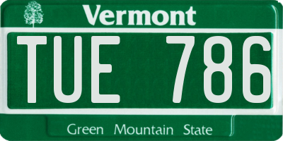 VT license plate TUE786