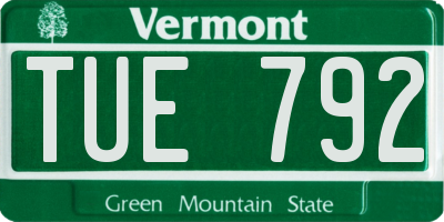 VT license plate TUE792