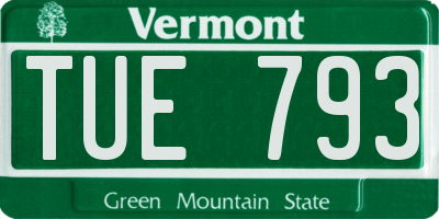 VT license plate TUE793