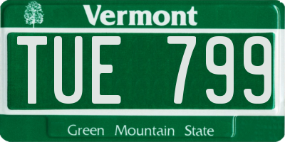 VT license plate TUE799