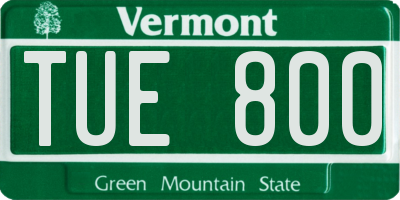VT license plate TUE800