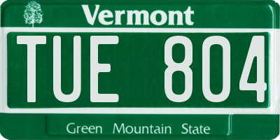 VT license plate TUE804