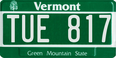 VT license plate TUE817