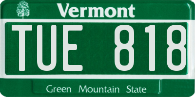 VT license plate TUE818