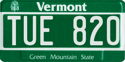 VT license plate TUE820