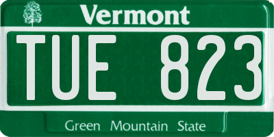 VT license plate TUE823