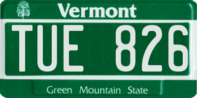 VT license plate TUE826