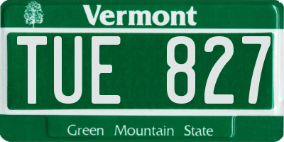 VT license plate TUE827