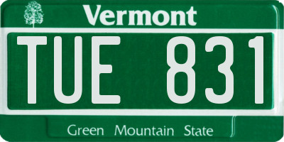 VT license plate TUE831