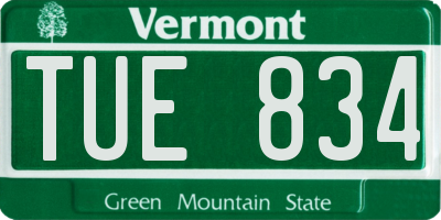 VT license plate TUE834