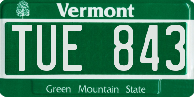 VT license plate TUE843
