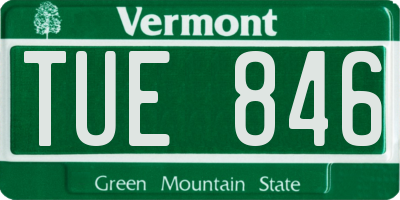 VT license plate TUE846
