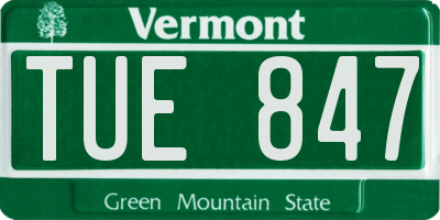 VT license plate TUE847