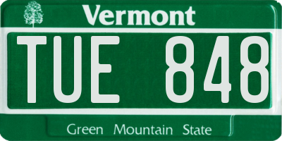 VT license plate TUE848