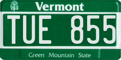 VT license plate TUE855