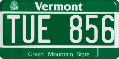 VT license plate TUE856