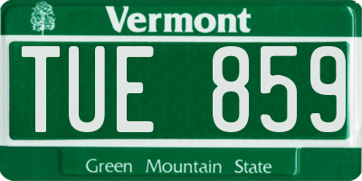 VT license plate TUE859