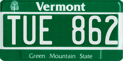 VT license plate TUE862