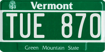 VT license plate TUE870