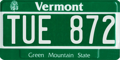 VT license plate TUE872