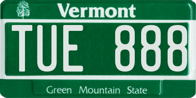 VT license plate TUE888