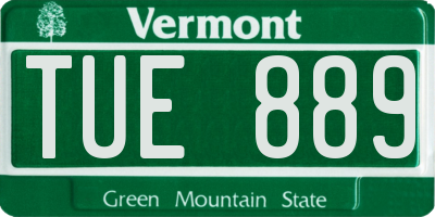 VT license plate TUE889