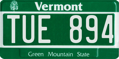 VT license plate TUE894